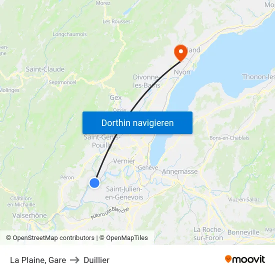 La Plaine, Gare to Duillier map