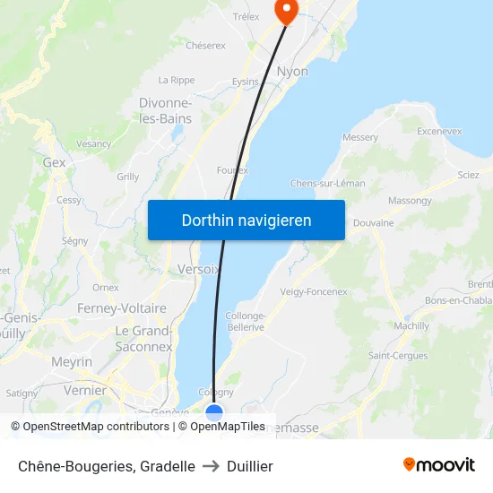 Chêne-Bougeries, Gradelle to Duillier map