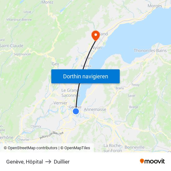 Genève, Hôpital to Duillier map