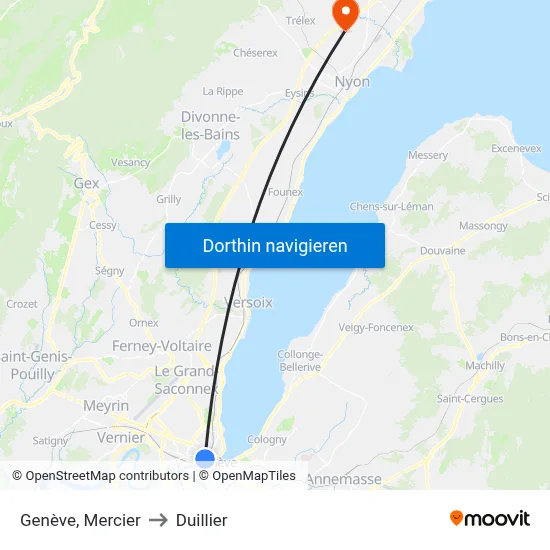 Genève, Mercier to Duillier map