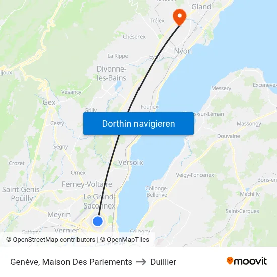 Genève, Maison Des Parlements to Duillier map
