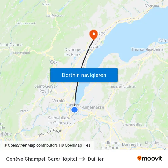 Genève-Champel, Gare/Hôpital to Duillier map