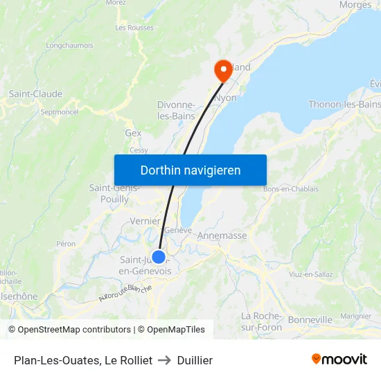 Plan-Les-Ouates, Le Rolliet to Duillier map
