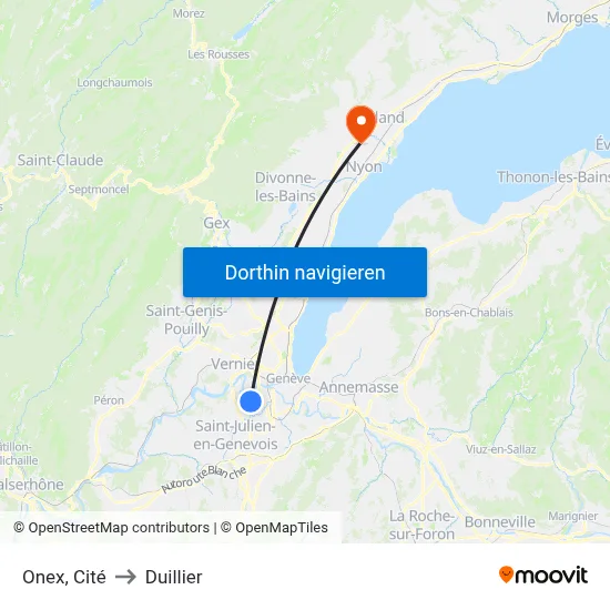 Onex, Cité to Duillier map