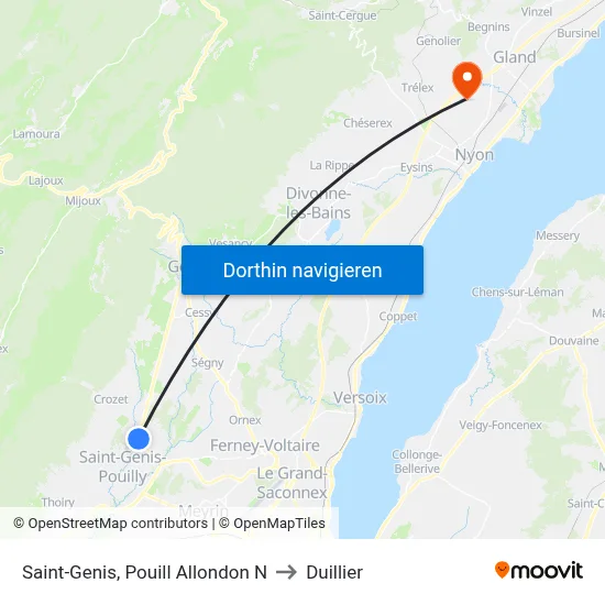 Saint-Genis, Pouill Allondon N to Duillier map