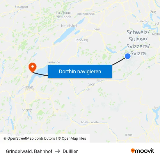 Grindelwald, Bahnhof to Duillier map