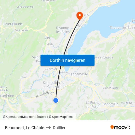 Beaumont, Le Châble to Duillier map