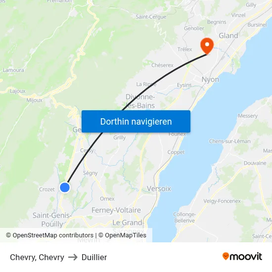 Chevry, Chevry to Duillier map