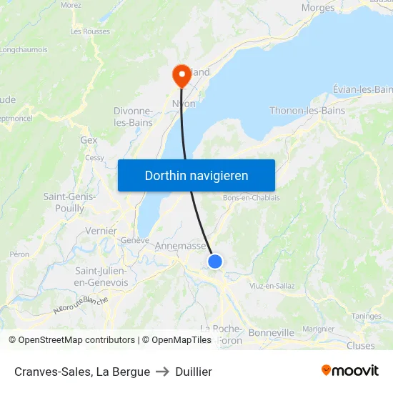 Cranves-Sales, La Bergue to Duillier map