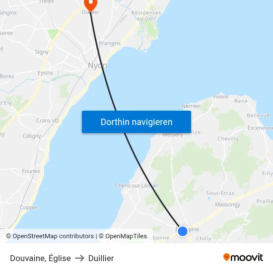 Douvaine, Église to Duillier map