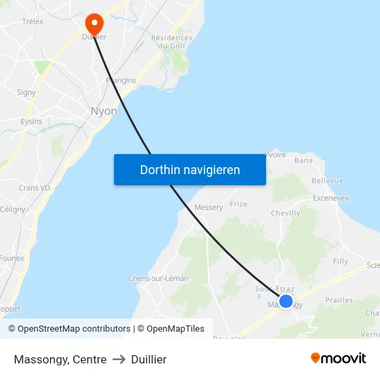 Massongy, Centre to Duillier map