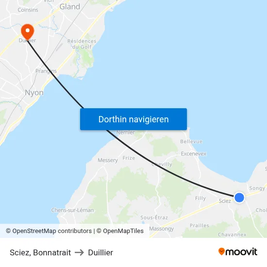 Sciez, Bonnatrait to Duillier map