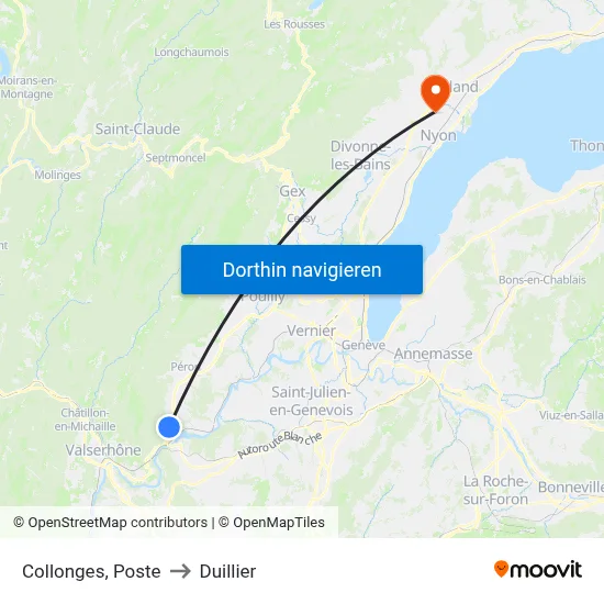 Collonges, Poste to Duillier map