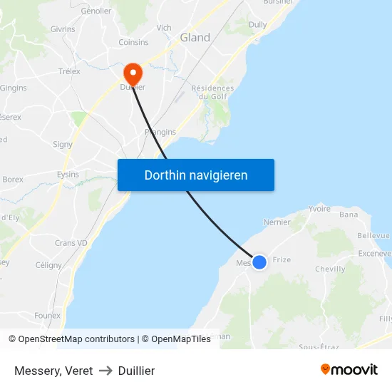 Messery, Veret to Duillier map