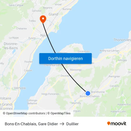 Bons-En-Chablais, Gare Didier to Duillier map