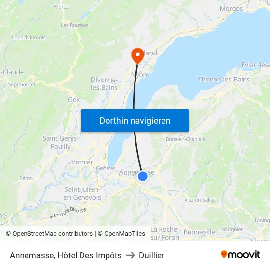 Annemasse, Hôtel Des Impôts to Duillier map