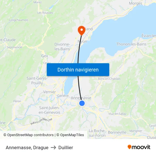 Annemasse, Drague to Duillier map