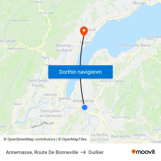 Annemasse, Route De Bonneville to Duillier map