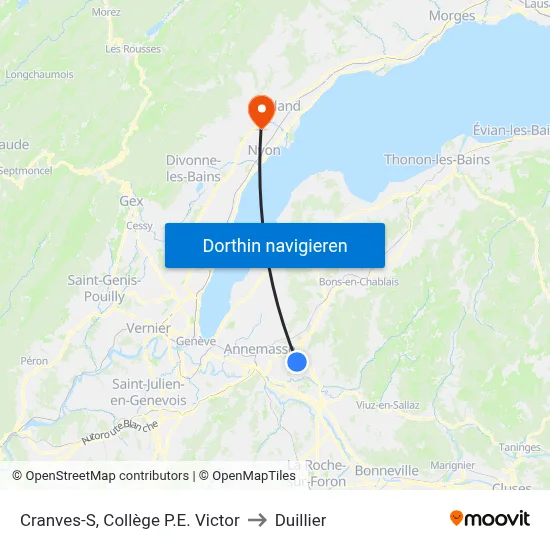 Cranves-S, Collège P.E. Victor to Duillier map