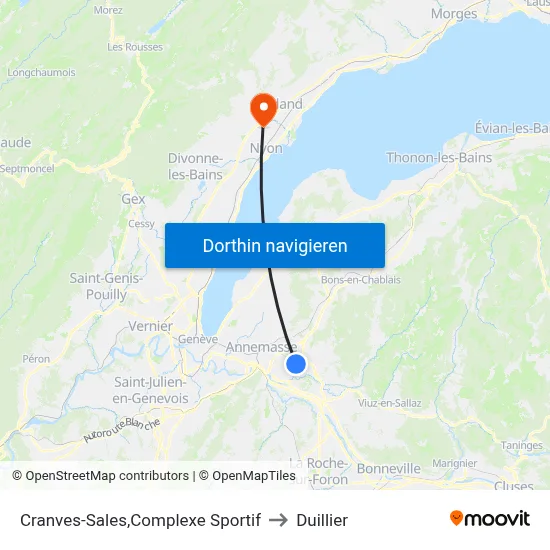 Cranves-Sales,Complexe Sportif to Duillier map
