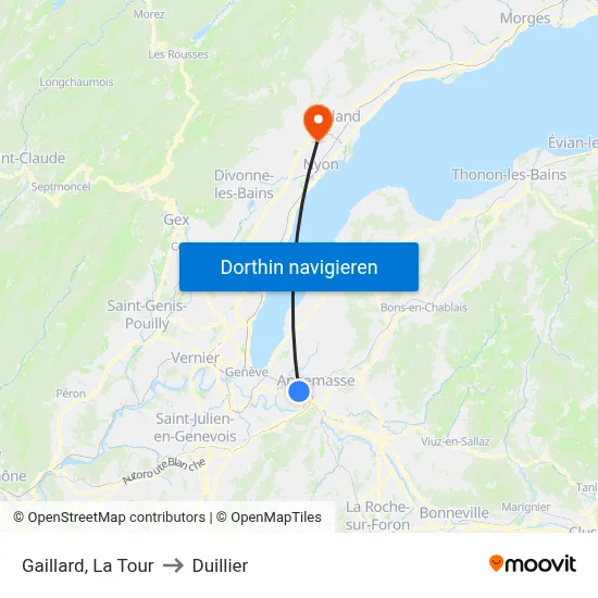 Gaillard, La Tour to Duillier map