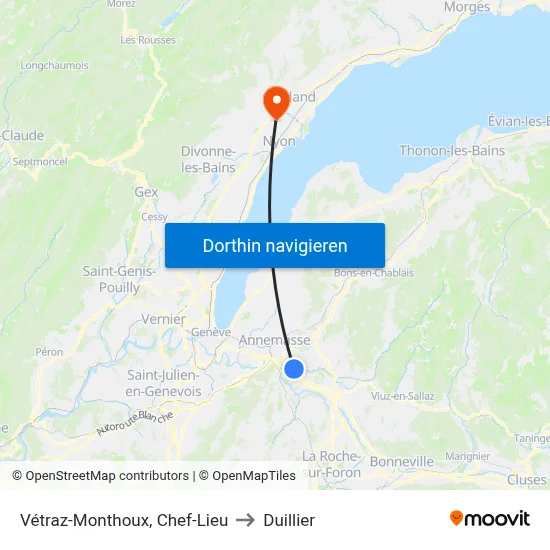 Vétraz-Monthoux, Chef-Lieu to Duillier map