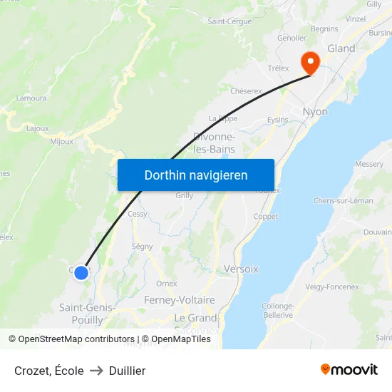 Crozet, École to Duillier map