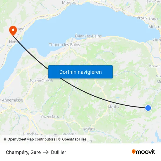Champéry, Gare to Duillier map