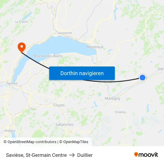 Savièse, St-Germain Centre to Duillier map