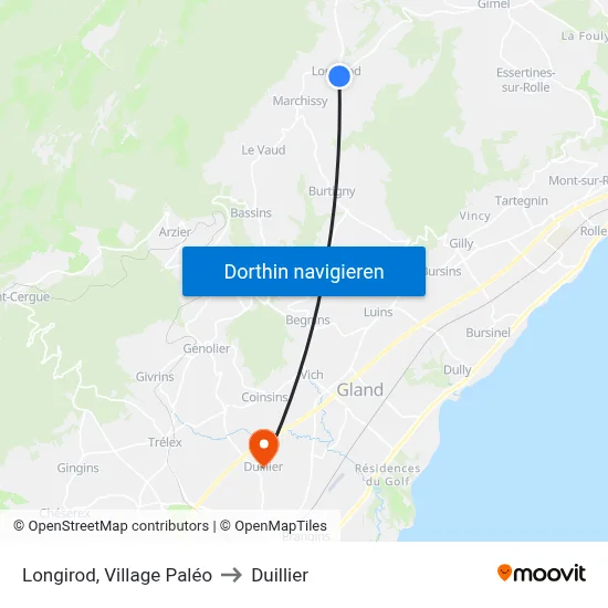 Longirod, Village Paléo to Duillier map