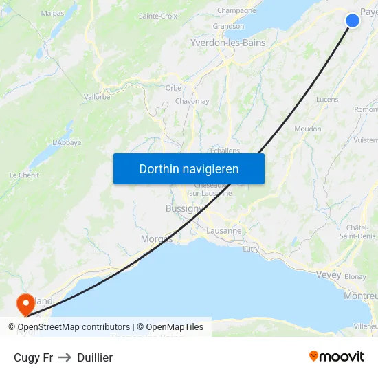 Cugy Fr to Duillier map