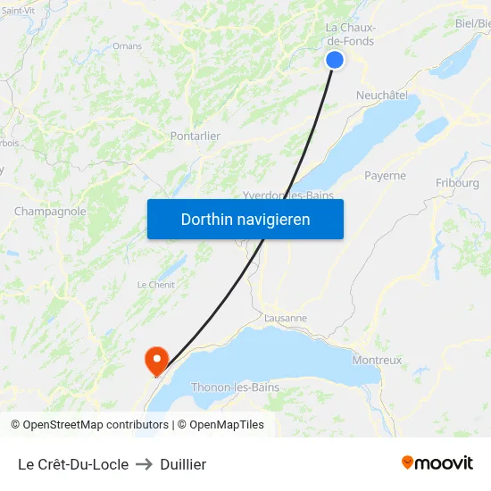 Le Crêt-Du-Locle to Duillier map