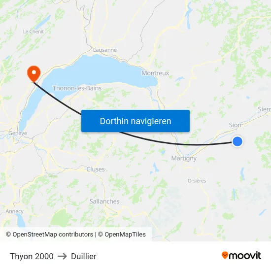 Thyon 2000 to Duillier map