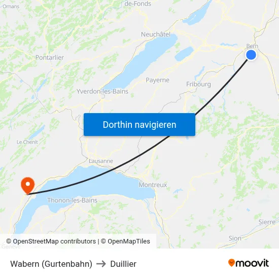 Wabern (Gurtenbahn) to Duillier map