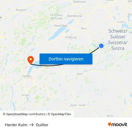 Harder Kulm to Duillier map
