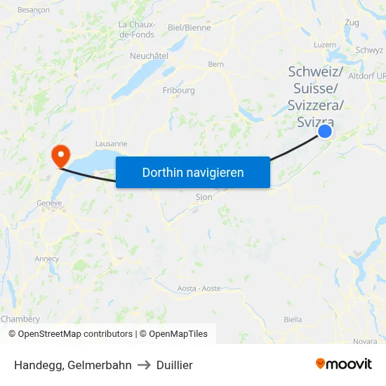 Handegg, Gelmerbahn to Duillier map