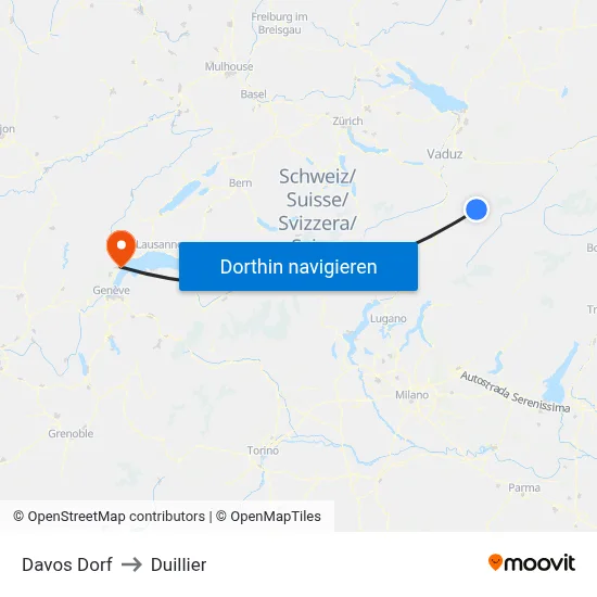 Davos Dorf to Duillier map