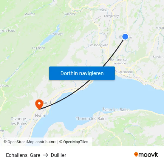 Echallens, Gare to Duillier map