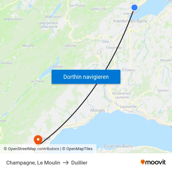 Champagne, Le Moulin to Duillier map