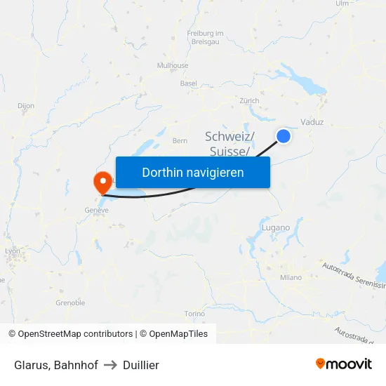 Glarus, Bahnhof to Duillier map