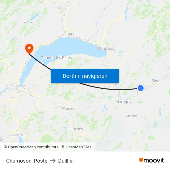 Chamoson, Poste to Duillier map
