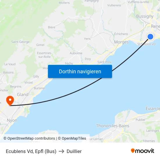 Ecublens Vd, Epfl (Bus) to Duillier map