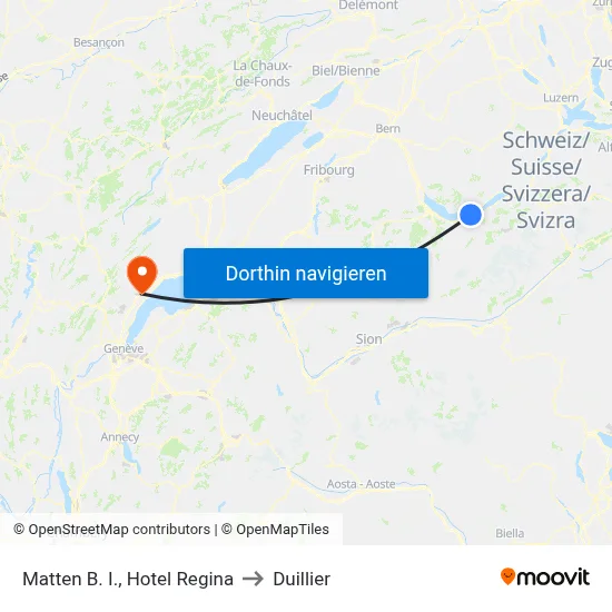 Matten B. I., Hotel Regina to Duillier map