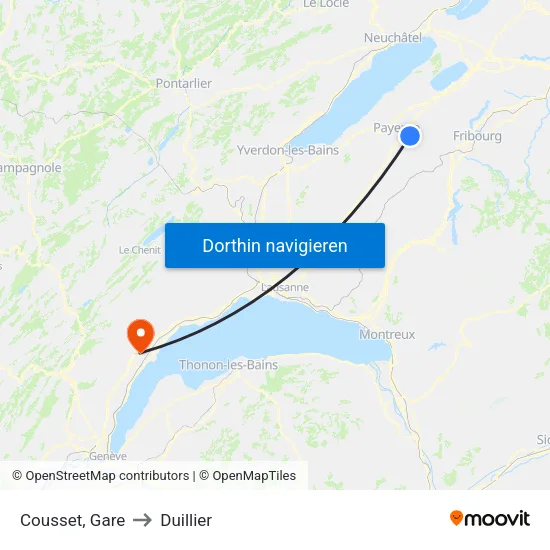 Cousset, Gare to Duillier map