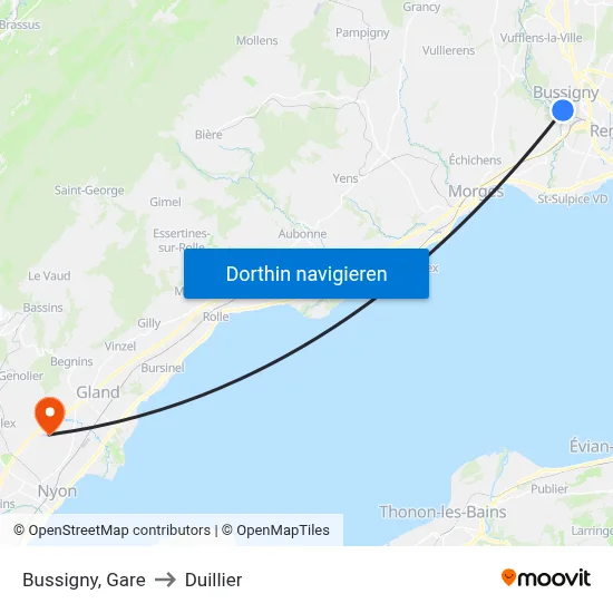 Bussigny, Gare to Duillier map