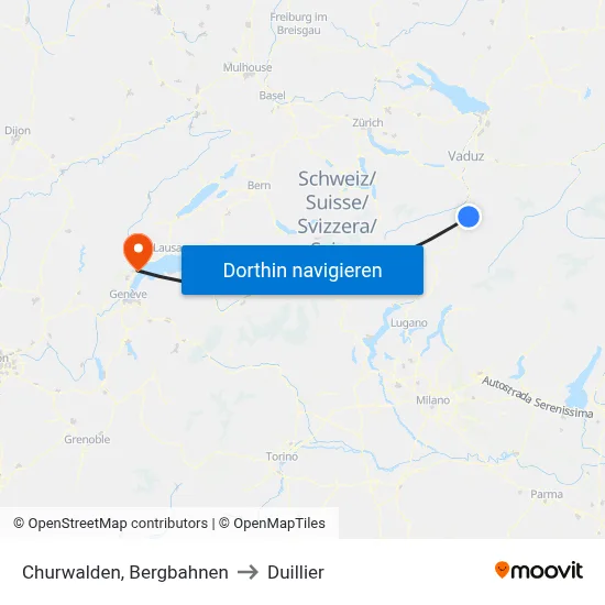 Churwalden, Bergbahnen to Duillier map