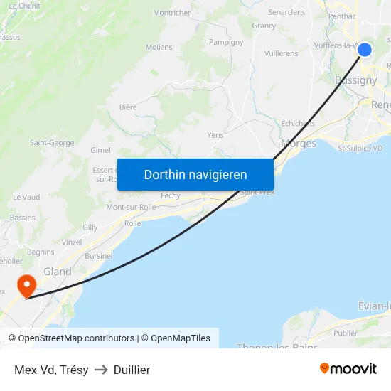 Mex Vd, Trésy to Duillier map