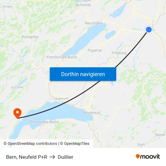 Bern, Neufeld P+R to Duillier map