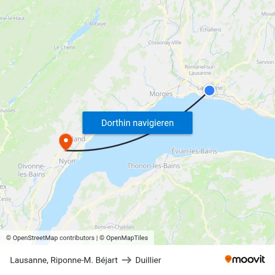 Lausanne, Riponne-M. Béjart to Duillier map
