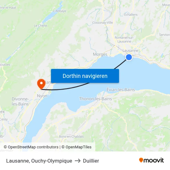Lausanne, Ouchy-Olympique to Duillier map